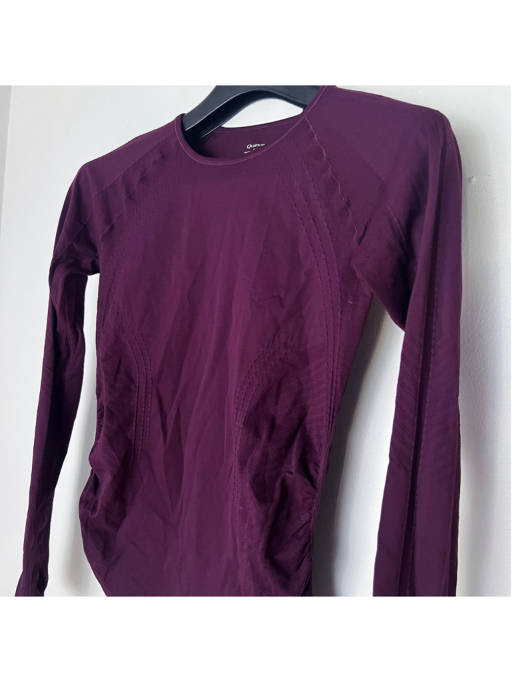 Quince Women Seamless Sz S Ruched Long Sleeve Athletic Top Plum Yoga Sustainable - Picture 5 of 10